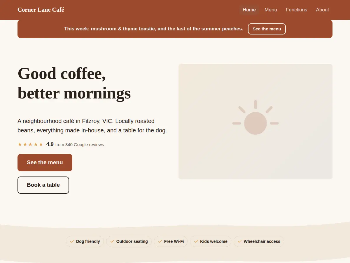 Outback theme on the Café & hospitality starter