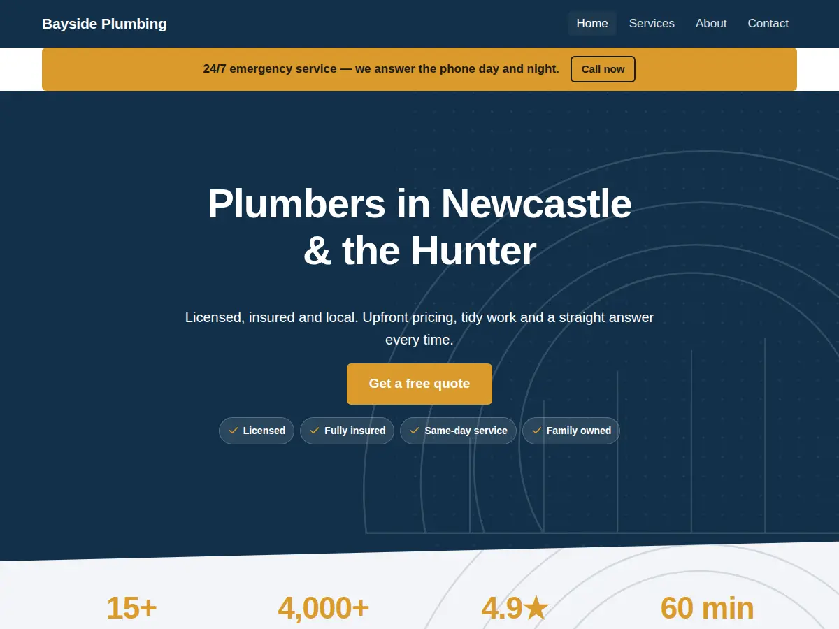 Harbour theme on the Trades & services starter